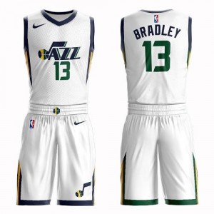 Nike NBA Maillots Basket Bradley Utah Jazz No.13 Suit Association Edition Homme Blanc