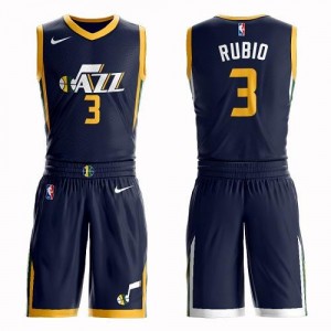Nike NBA Maillots Basket Ricky Rubio Jazz No.3 bleu marine Enfant Suit Icon Edition