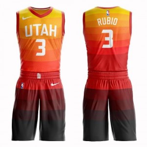 Nike NBA Maillots Rubio Jazz Homme Suit City Edition No.3 Orange