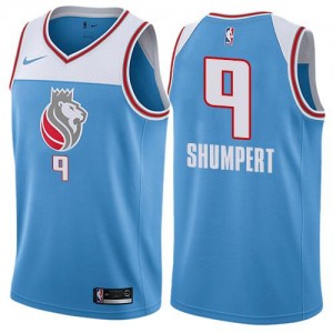 Nike NBA Maillots Shumpert Kings No.9 Bleu Homme City Edition
