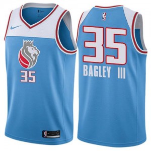Maillots Basket Bagley III Kings Bleu #35 City Edition Nike Homme