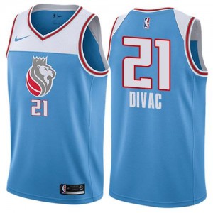 Maillots Basket Divac Kings City Edition #21 Bleu Nike Enfant