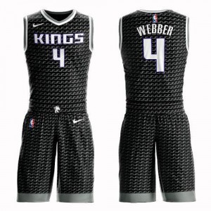 Nike NBA Maillots De Basket Webber Sacramento Kings Noir Suit Statement Edition No.4 Homme