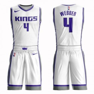 Nike Maillots Basket Chris Webber Sacramento Kings Blanc #4 Suit Association Edition Enfant