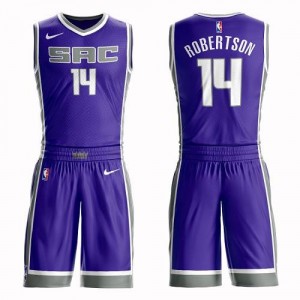 Nike Maillots De Basket Robertson Sacramento Kings #14 Suit Icon Edition Violet Enfant