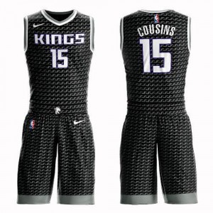 Nike Maillots Basket Cousins Sacramento Kings Homme Suit Statement Edition #15 Noir