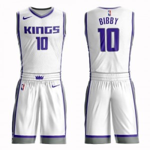 Nike NBA Maillots Basket Mike Bibby Kings No.10 Enfant Blanc Suit Association Edition