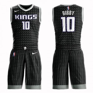 Nike NBA Maillots Basket Mike Bibby Sacramento Kings Noir Enfant #10 Suit Statement Edition
