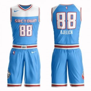 Nike NBA Maillot Basket Nemanja Bjelica Kings Suit City Edition Bleu Homme #88