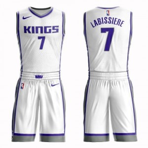 Nike NBA Maillots De Basket Skal Labissiere Kings No.7 Homme Suit Association Edition Blanc