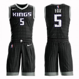 Nike Maillots Basket Fox Sacramento Kings Suit Statement Edition Noir Enfant #5