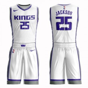 Nike Maillot Justin Jackson Kings #25 Suit Association Edition Homme Blanc