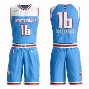 Nike Maillot De Basket Stojakovic Sacramento Kings Suit City Edition #16 Bleu Enfant