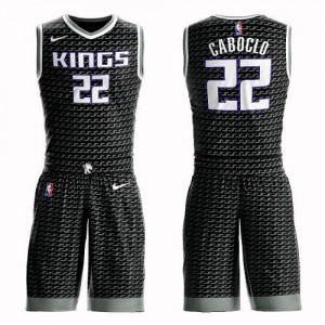 Maillot Basket Bruno Caboclo Sacramento Kings No.22 Noir Homme Nike Suit Statement Edition