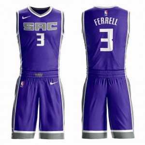 Nike NBA Maillots Basket Yogi Ferrell Sacramento Kings Violet No.3 Suit Icon Edition Enfant