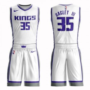 Nike NBA Maillot De Basket Bagley III Kings Blanc No.35 Suit Association Edition Homme