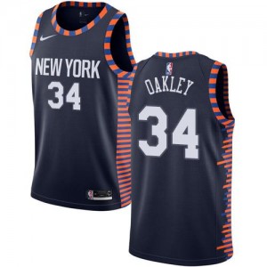 Nike Maillots De Oakley New York Knicks #34 Homme 2018/19 City Edition bleu marine