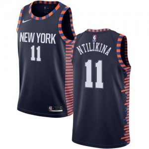 Maillot Ntilikina New York Knicks Homme Nike #11 bleu marine 2018/19 City Edition