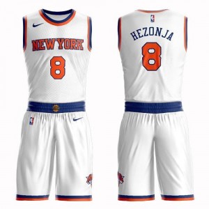 Maillots Basket Mario Hezonja New York Knicks #8 Homme Blanc Suit Association Edition Nike