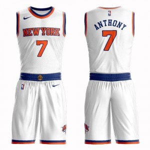 Nike Maillot De Basket Anthony Knicks Homme No.7 Blanc Suit Association Edition
