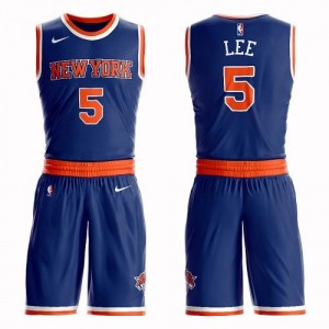 Nike NBA Maillot Lee New York Knicks Bleu royal Suit Icon Edition Homme No.5