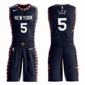 Nike Maillot Courtney Lee New York Knicks Suit City Edition Homme bleu marine No.5