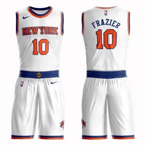 Nike Maillots Basket Walt Frazier New York Knicks Suit Association Edition No.10 Blanc Homme