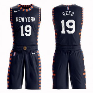 Nike Maillots Basket Reed Knicks Suit City Edition No.19 Homme bleu marine
