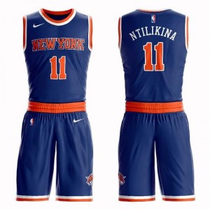 Nike NBA Maillot Basket Ntilikina New York Knicks Suit Icon Edition Homme Bleu royal #11