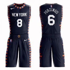 Maillots Basket Porzingis New York Knicks Suit City Edition Nike Homme bleu marine No.6