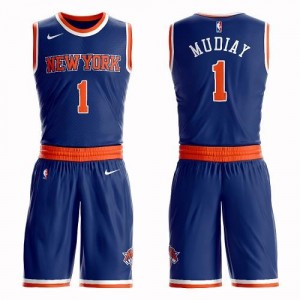 Nike NBA Maillot Basket Mudiay Knicks Suit Icon Edition Homme Bleu royal #1