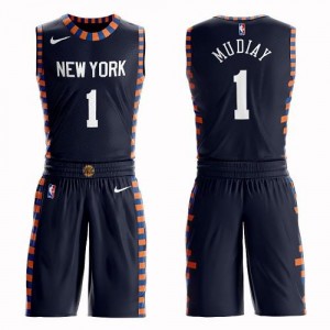 Nike Maillot De Emmanuel Mudiay Knicks No.1 Homme bleu marine Suit City Edition