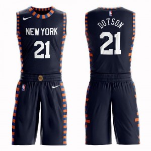 Nike Maillots De Basket Damyean Dotson Knicks No.21 Suit City Edition bleu marine Homme