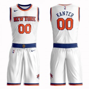 Nike NBA Maillots De Enes Kanter Knicks Enfant Blanc Suit Association Edition No.00