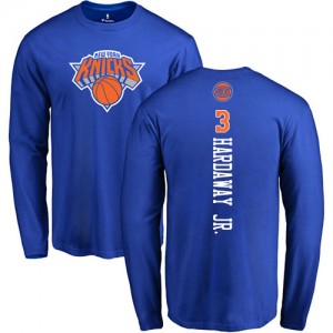 T-Shirts De Basket Tim Hardaway Jr. Knicks Long Sleeve No.3 Homme & Enfant Bleu royal Backer Nike