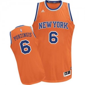 Maillots Basket Porzingis New York Knicks Homme Adidas Orange #6