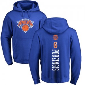 Nike Hoodie Kristaps Porzingis New York Knicks No.6 Bleu royal Backer Pullover Homme & Enfant