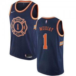Nike Maillot Emmanuel Mudiay Knicks City Edition Homme No.1 bleu marine