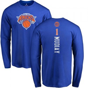 Nike NBA T-Shirt De Basket Mudiay Knicks #1 Homme & Enfant Bleu royal Backer Long Sleeve