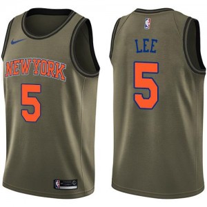 Nike NBA Maillots De Lee Knicks vert Salute to Service No.5 Homme