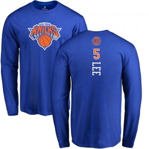 Nike T-Shirts De Basket Lee Knicks Homme & Enfant Long Sleeve Bleu royal Backer #5