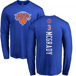 T-Shirt De Tracy McGrady Knicks #3 Homme & Enfant Bleu royal Backer Long Sleeve Nike