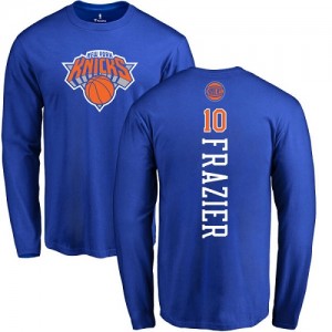 T-Shirt Basket Walt Frazier New York Knicks Long Sleeve Nike Homme & Enfant #10 Bleu royal Backer