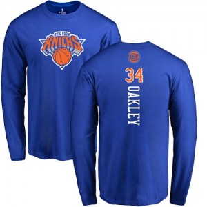 Nike T-Shirt De Basket Oakley Knicks No.34 Bleu royal Backer Long Sleeve Homme & Enfant