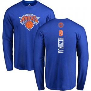 Nike NBA T-Shirt Basket Mario Hezonja New York Knicks No.8 Homme & Enfant Bleu royal Backer Long Sleeve