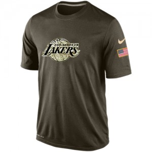 Nike NBA Tee-Shirt De Basket LA Lakers Homme Olive Salute To Service KO Performance Dri-FIT 