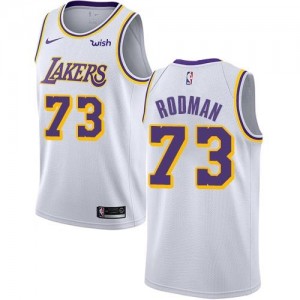 Nike NBA Maillot Basket Rodman LA Lakers Association Edition Blanc Homme #73