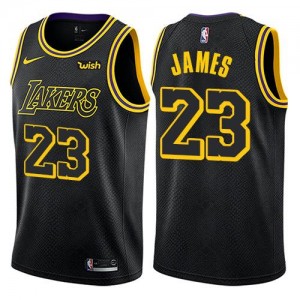 Maillots De James LA Lakers Noir Nike #23 City Edition Homme