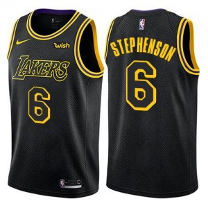 Maillots Basket Stephenson Lakers #6 Noir Homme Nike City Edition