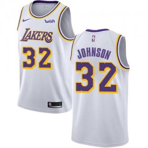 Maillots Johnson Los Angeles Lakers Nike Homme Blanc No.32 Association Edition